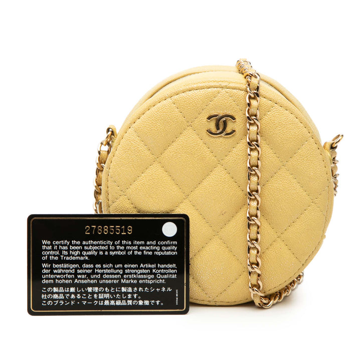 Chanel CC Matelassé Caviar Rond Pochette avec chaîne
