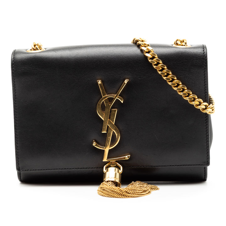 Saint Laurent Small Smooth Cuir de veau Monogram Kate Pompon Sac porté croisé