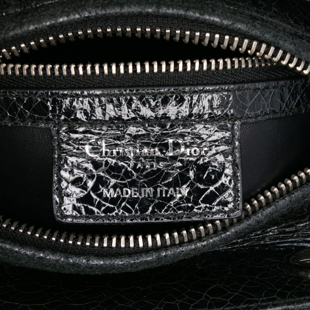 Dior Medium Ceramic Effect Deerskin Jeweled Swan Lady Dior Noir