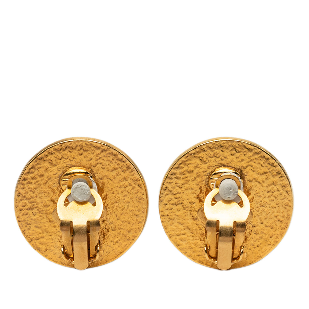 Chanel CC plaqué et Perles fantaisies À clip Boucles d'oreilles Métal