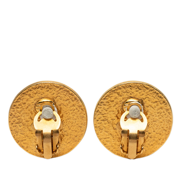 Chanel CC plaqué et Perles fantaisies À clip Boucles d'oreilles Métal