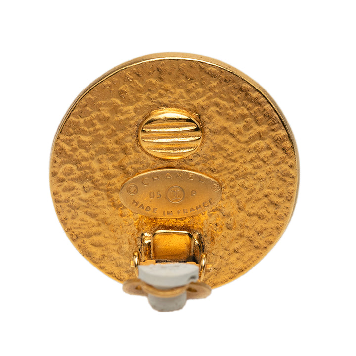 Chanel CC plaqué et Perles fantaisies À clip Boucles d'oreilles Métal
