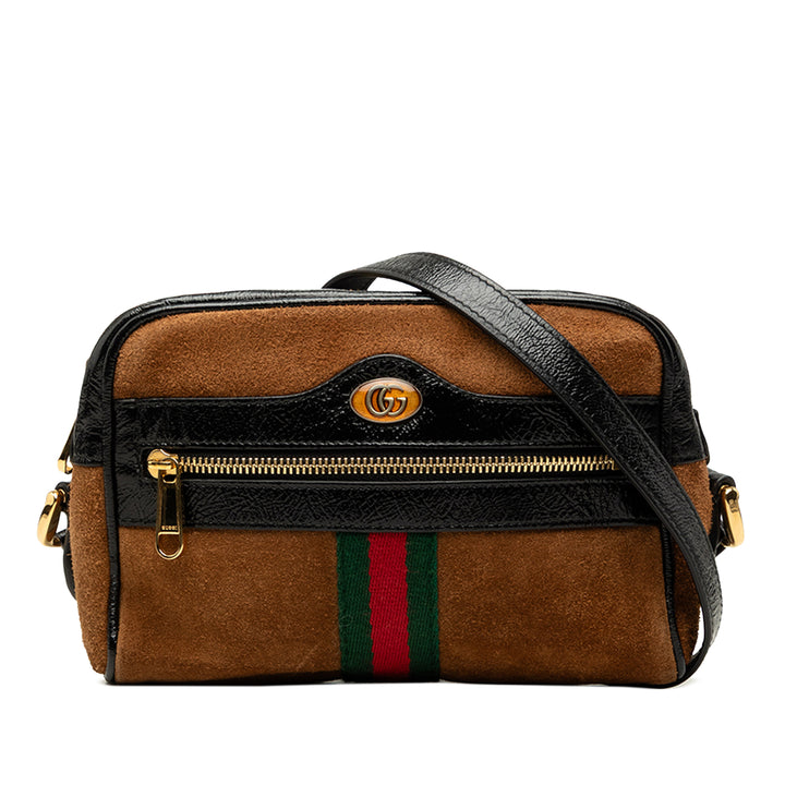Gucci Sac bandoulière Web Ophidia Mini Marron – vue principale – GABY PARIS