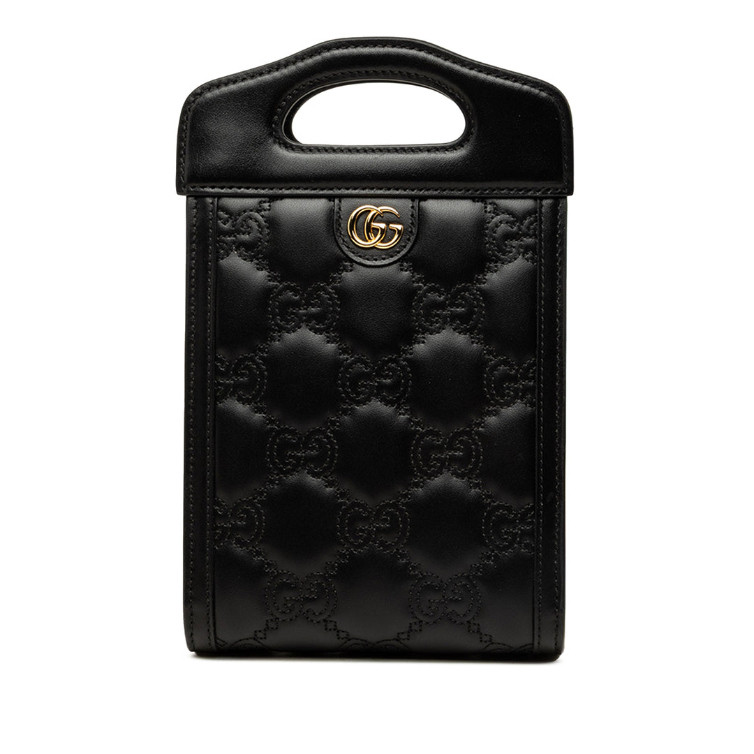 Gucci Sac à main GG Matelasse Cut Out Poignée Mini Cuir de veau Noir – vue principale – GABY PARIS
