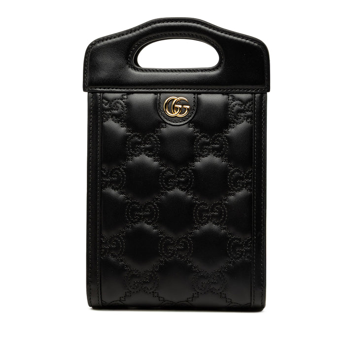 Gucci Sac à main GG Matelasse Cut Out Poignée Mini Cuir de veau Noir – vue principale – GABY PARIS