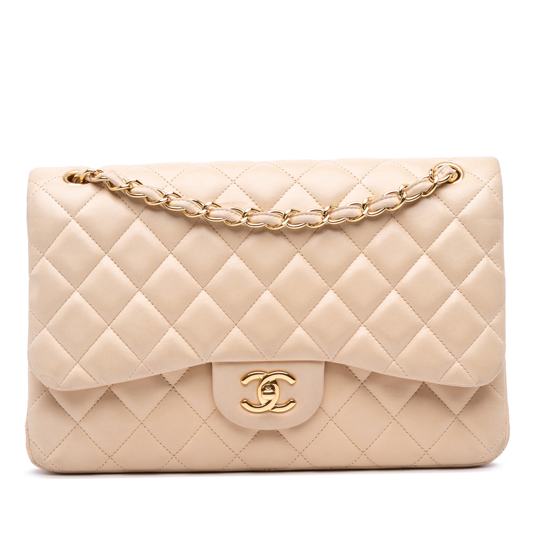 Chanel Jumbo Classic Cuir d’agneau Double rabat Marron – GABY PARIS Authentique