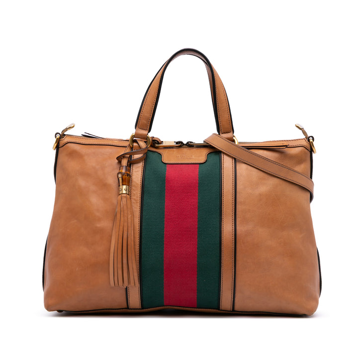 Leather Rania Convertible Tote Brown - Gaby Paris