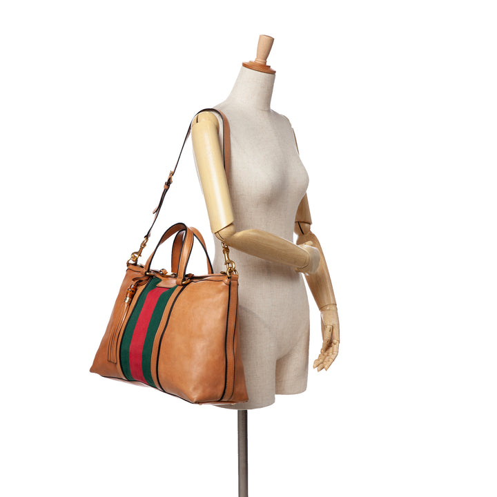 Leather Rania Convertible Tote Brown - Gaby Paris