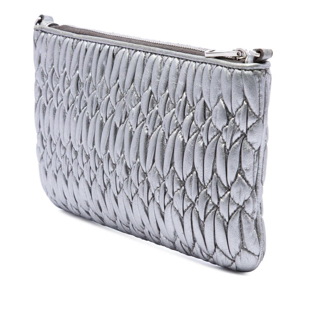 Métallisé Matelasse Cristal Chaîne Sac nappa Argenté