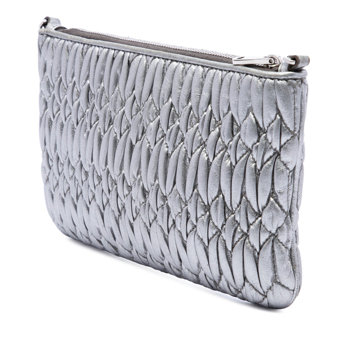 Métallisé Matelasse Cristal Chaîne Sac nappa Argenté