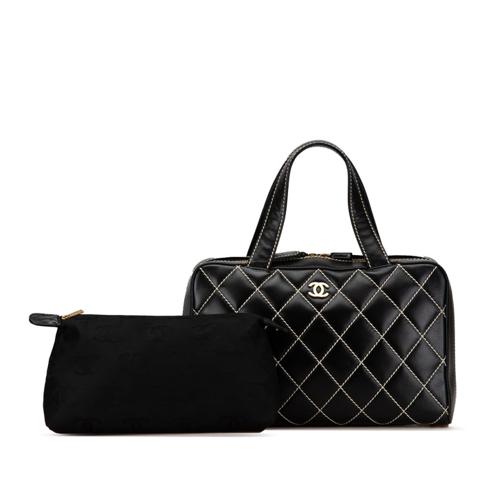 CC Wild Stitch Lambskin Handbag Black - Gaby Paris