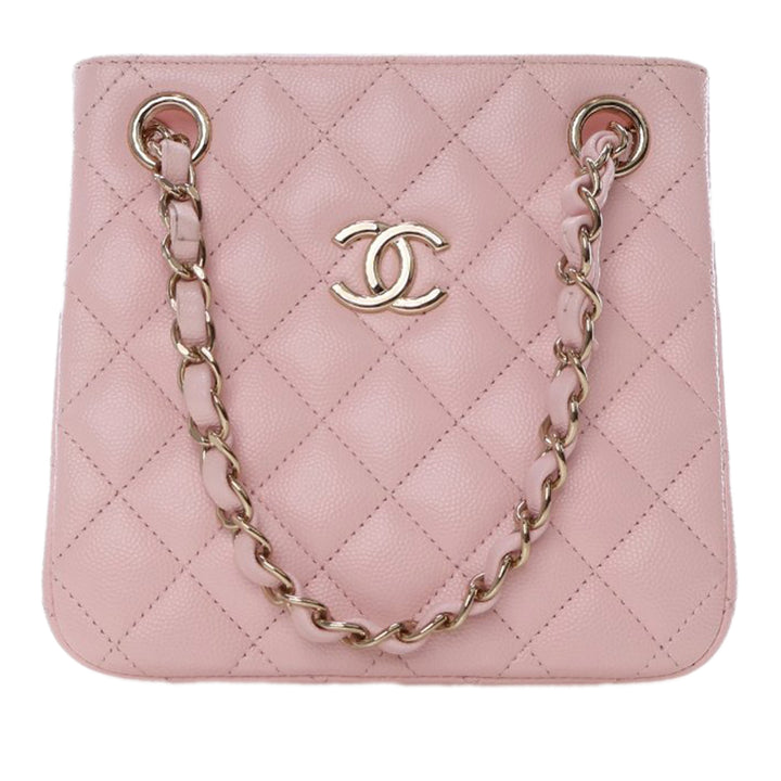 Mini Quilted Caviar Bucket Bag Pink - Gaby Paris