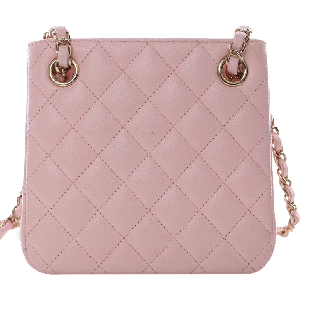 Mini Quilted Caviar Bucket Bag Pink - Gaby Paris
