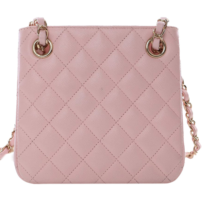 Mini Quilted Caviar Bucket Bag Pink - Gaby Paris