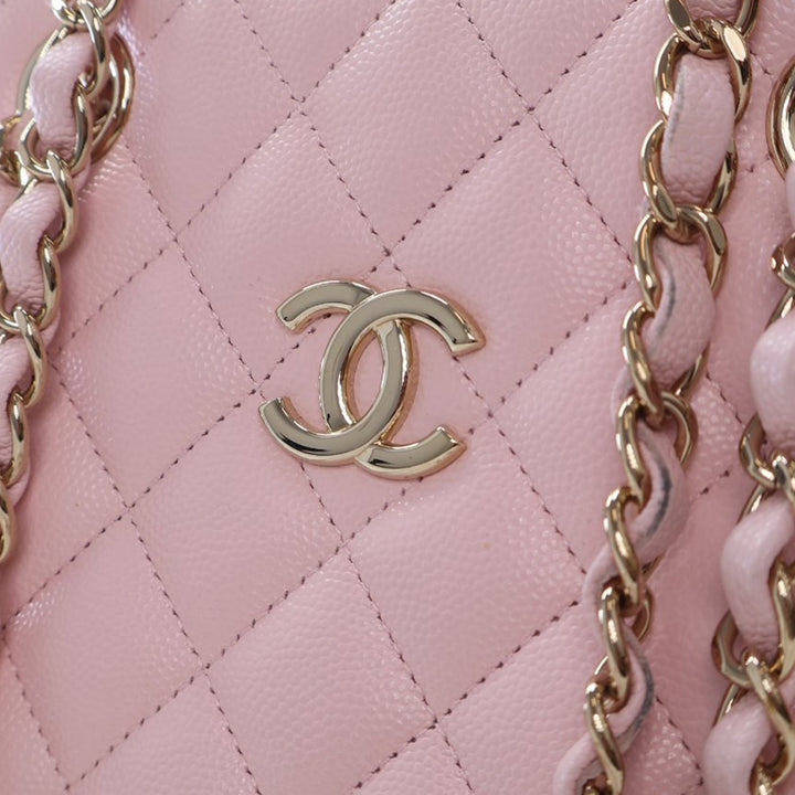 Mini Quilted Caviar Bucket Bag Pink - Gaby Paris