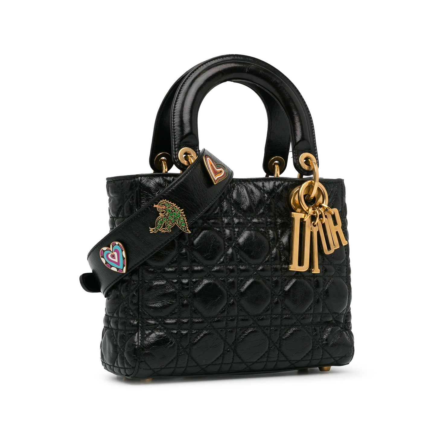 Small Crinkled Patent Cannage Lucky Badges My Lady Dior Black - Gaby Paris