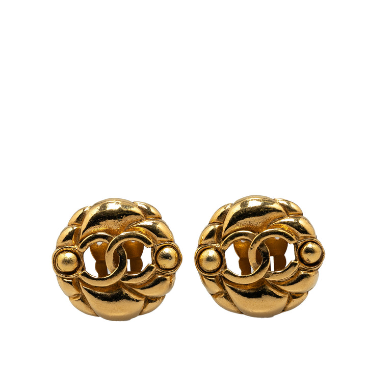 Gold Plated CC Clip On Earrings Gold - Gaby Paris