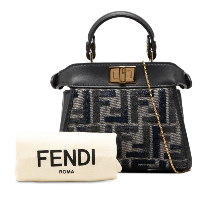 Fendi Zucca Chenille Peekaboo Sac Nano Tissu