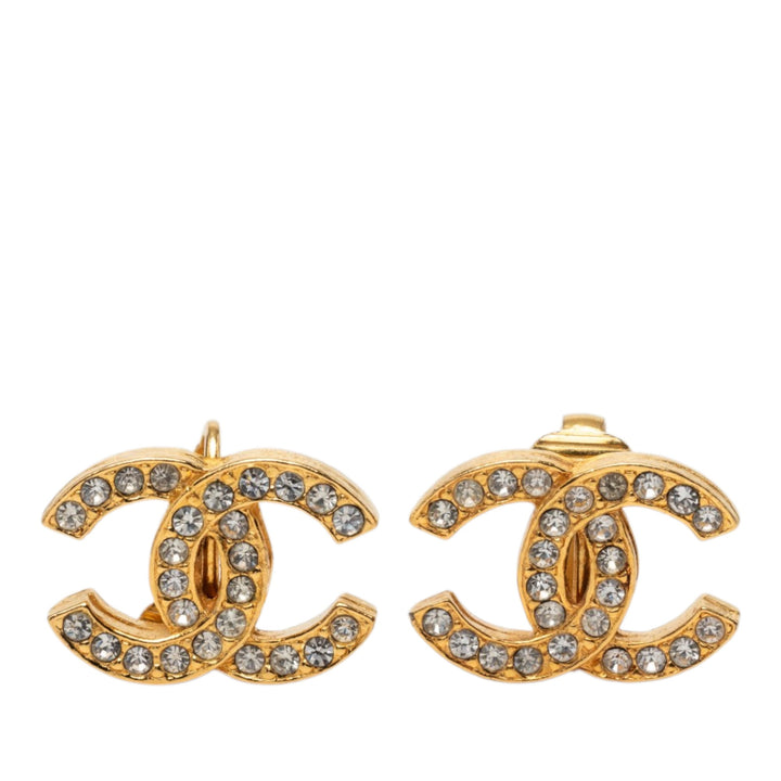 Chanel CC plaqué Strass Clip On Boucles d'oreilles