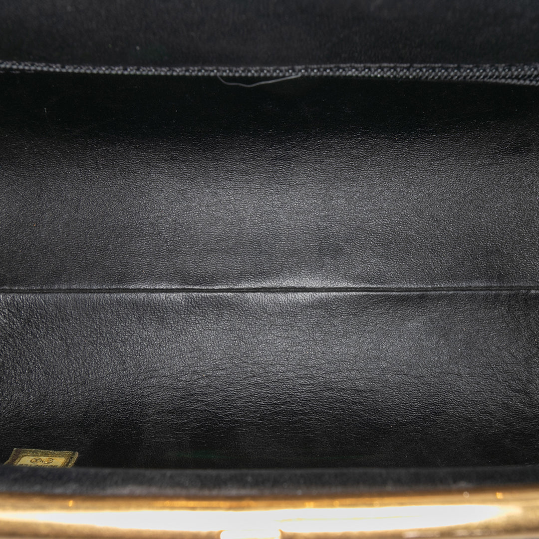 Chanel Paris Rome Quilted Cuir de veau Colosseum Lock Frame Bowling Bag Noir