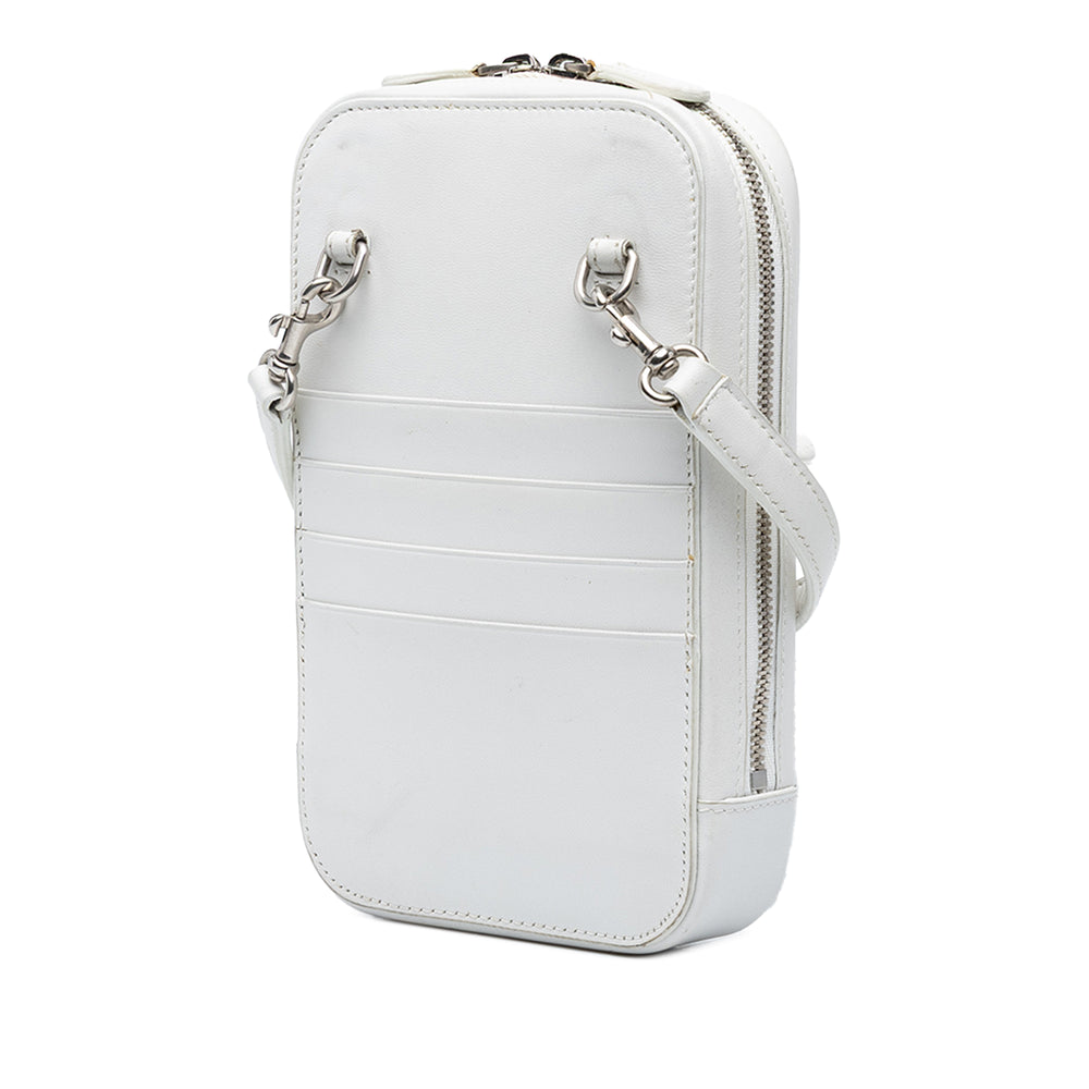 Balenciaga Étui téléphone grainé Cash Zippé Cuir de veau grainé Blanc – vue 2 – GABY PARIS