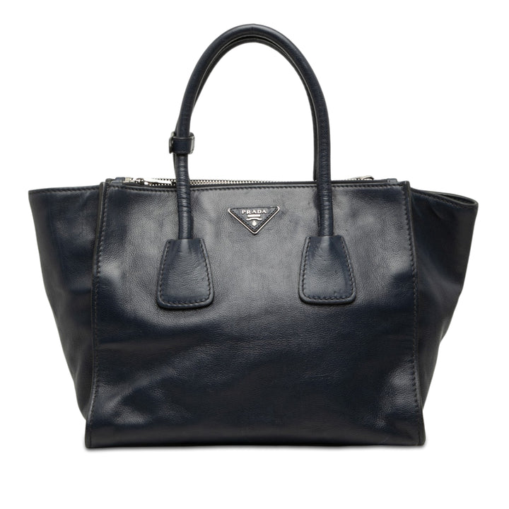 Glace Veau Twin Poche Double Poignée Sac Bleu