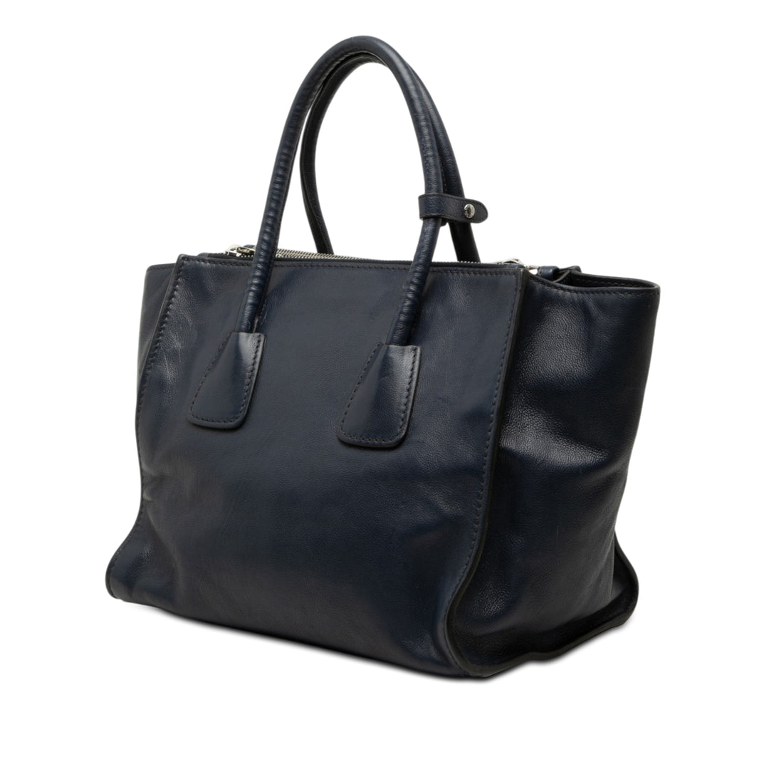 Glace Veau Twin Poche Double Poignée Sac Bleu