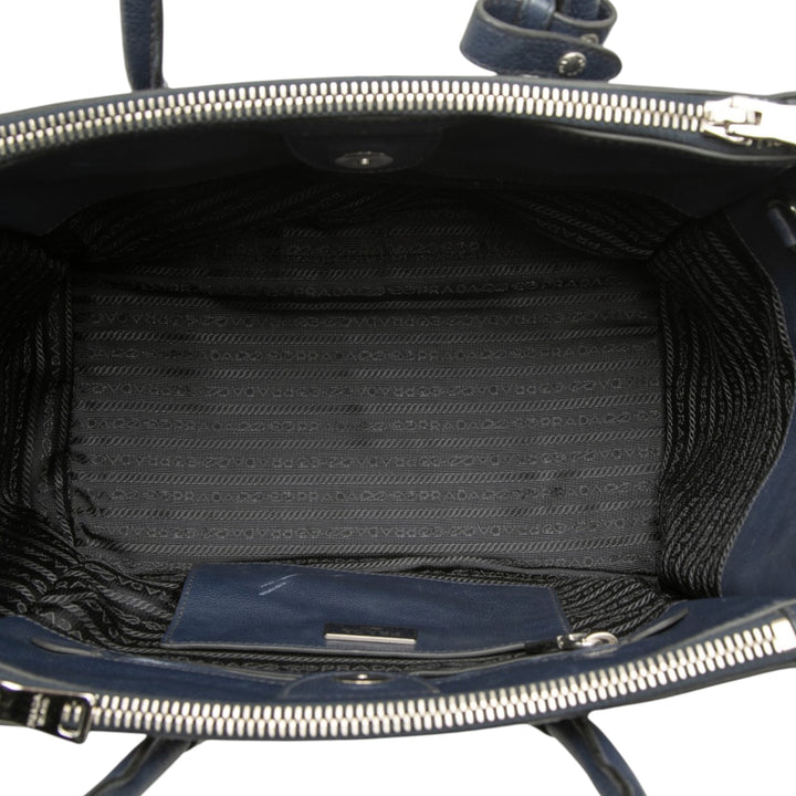 Glace Veau Twin Poche Double Poignée Sac Bleu