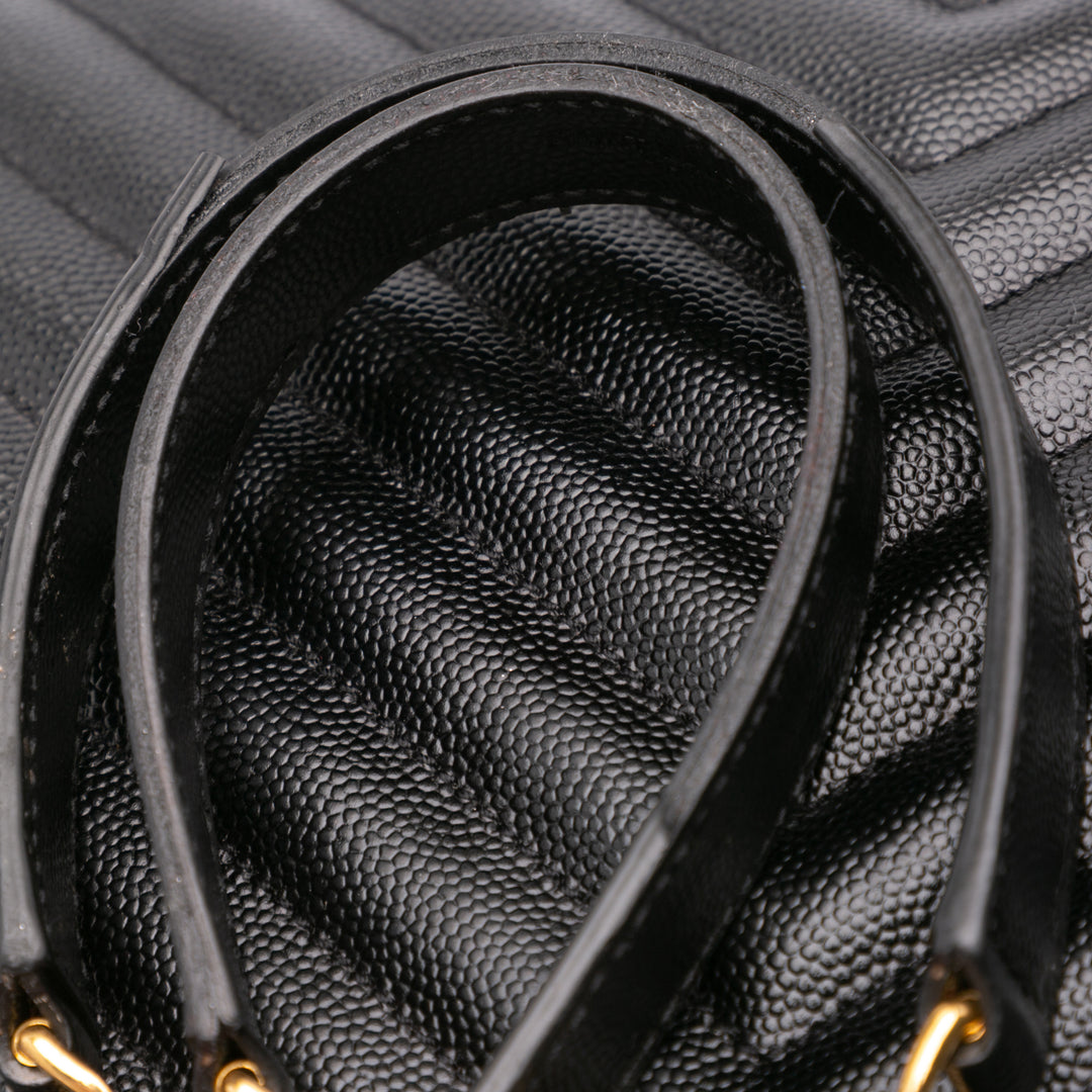 Large Grain de Poudre Monogram Chevron Envelope Bag Black - Gaby Paris