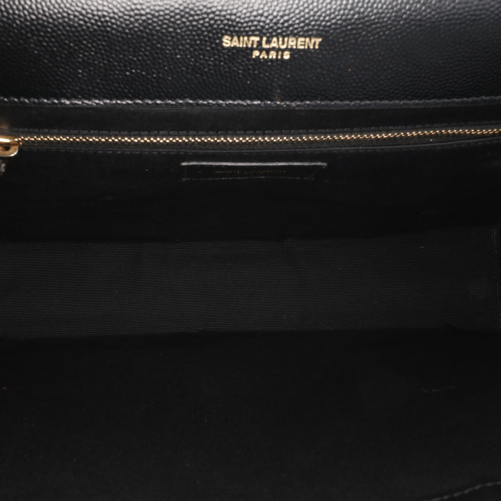 Large Grain de Poudre Monogram Chevron Envelope Bag Black - Gaby Paris