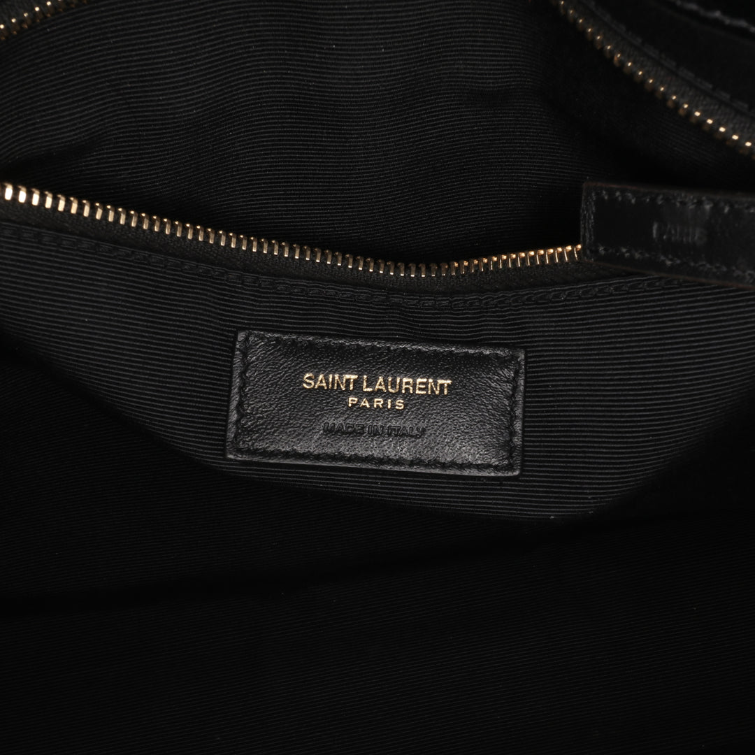 Large Grain de Poudre Monogram Chevron Envelope Bag Black - Gaby Paris