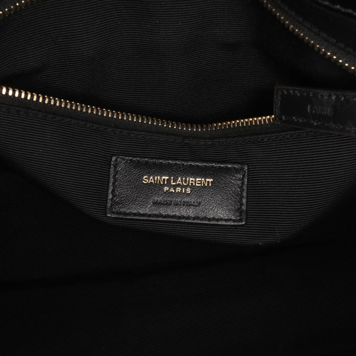 Large Grain de Poudre Monogram Chevron Envelope Bag Black - Gaby Paris