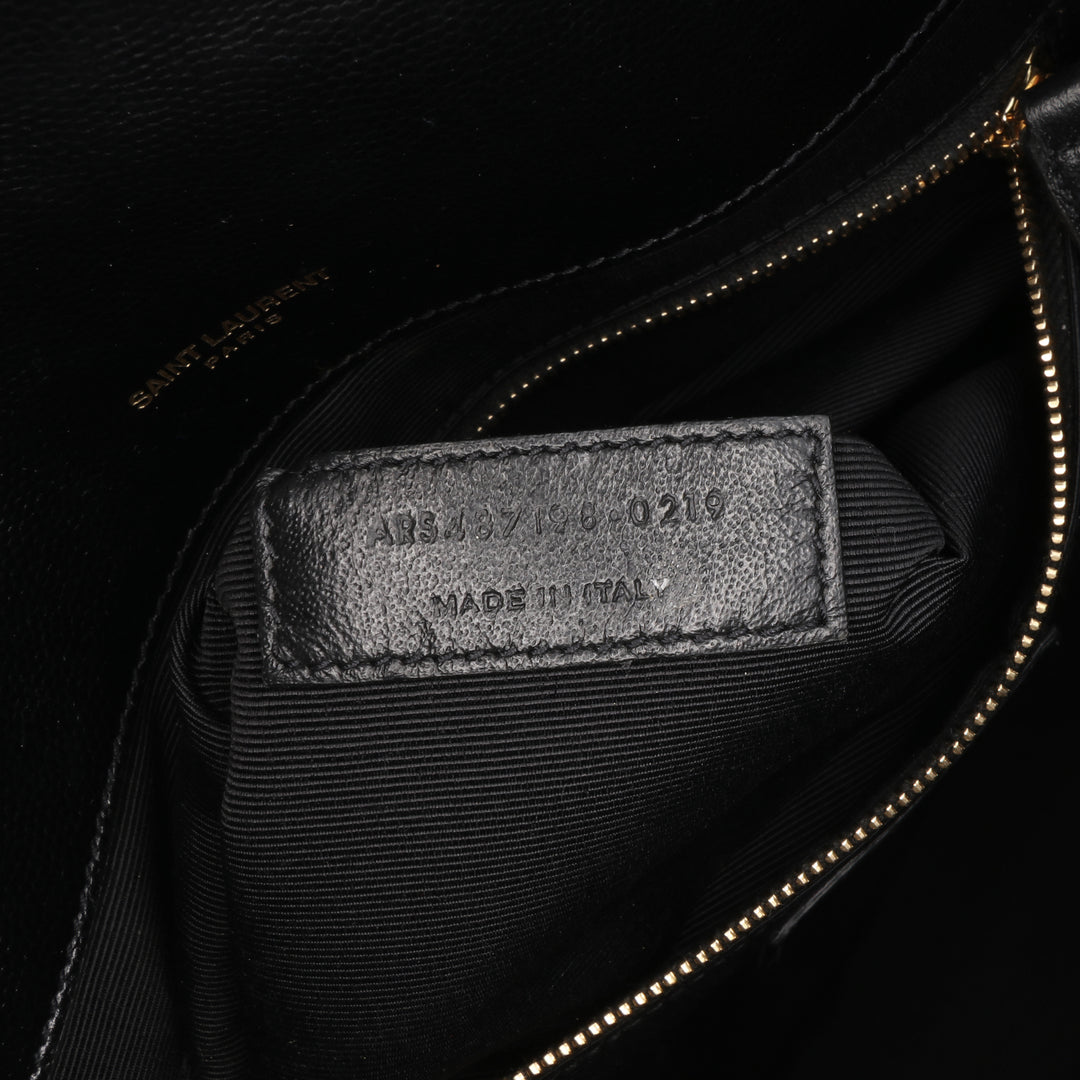 Large Grain de Poudre Monogram Chevron Envelope Bag Black - Gaby Paris