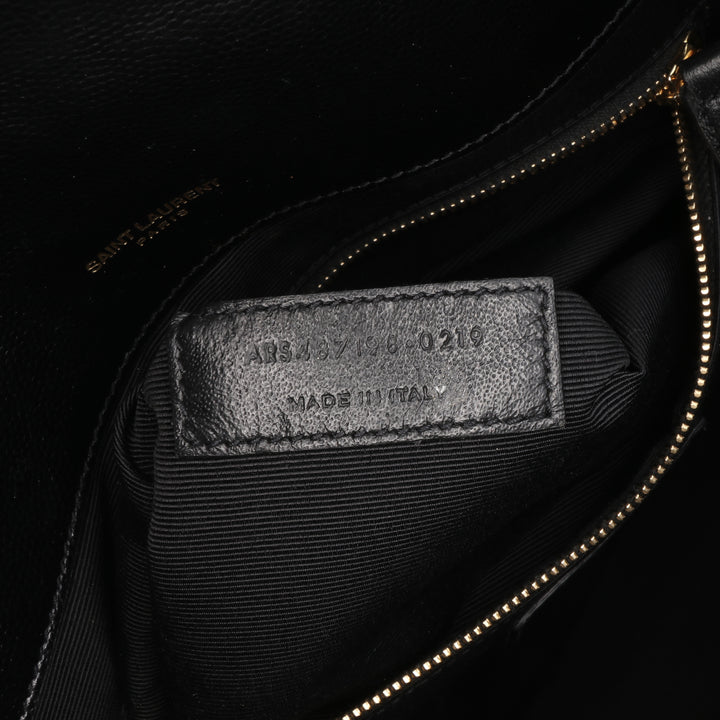 Large Grain de Poudre Monogram Chevron Envelope Bag Black - Gaby Paris