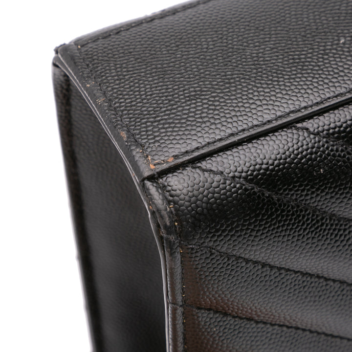 Large Grain de Poudre Monogram Chevron Envelope Bag Black - Gaby Paris