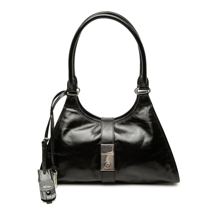 Prada Sac porté épaule Glossy Moyen Cuir de veau Noir – vue principale – GABY PARIS