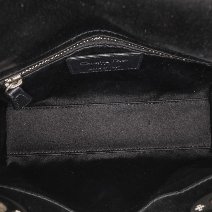 Mini Satin Cannage Strass Crystal Embellished Lady Dior Black - Gaby Paris