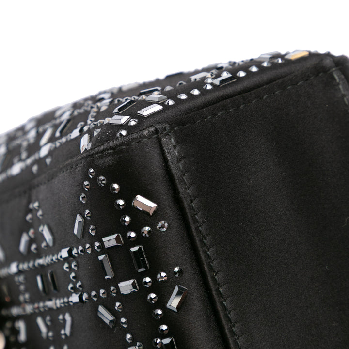 Mini Satin Cannage Strass Crystal Embellished Lady Dior Black - Gaby Paris