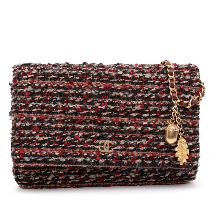 Chanel CC Quilted Tweed Wallet On Chain Rouge