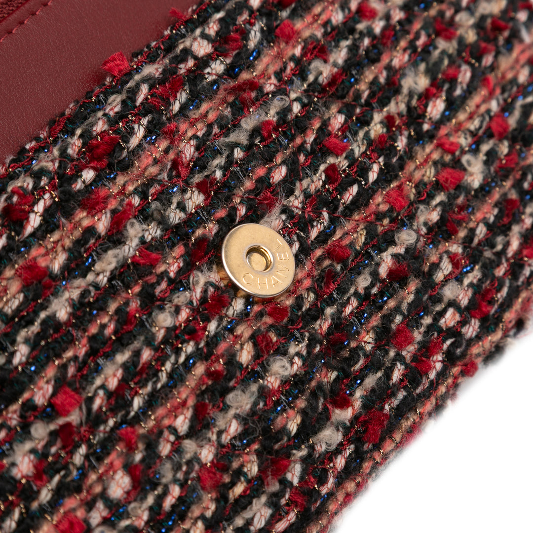 Chanel CC Quilted Tweed Wallet On Chain Rouge