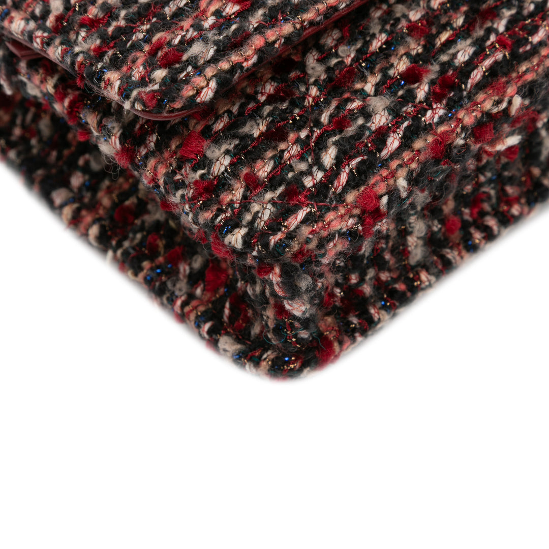 Chanel CC Quilted Tweed Wallet On Chain Rouge