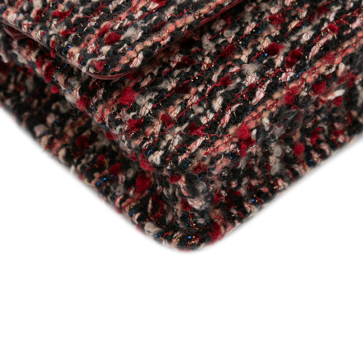 Chanel CC Quilted Tweed Wallet On Chain Rouge