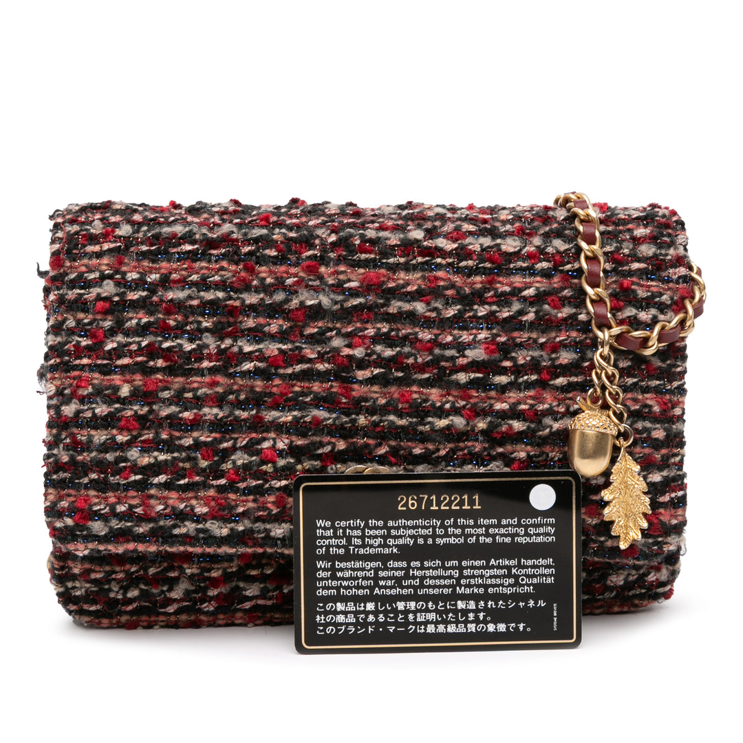 Chanel CC Quilted Tweed Wallet On Chain Rouge