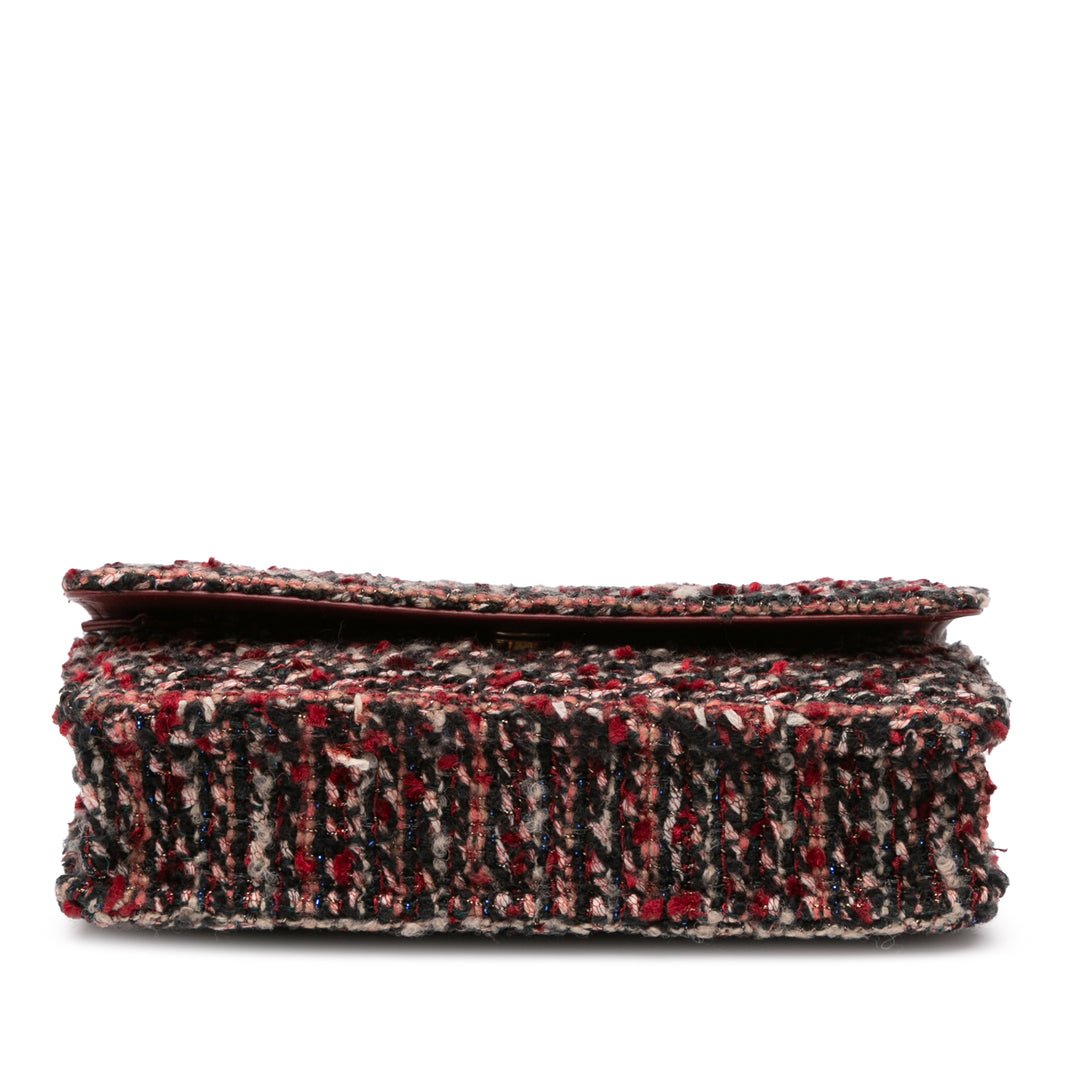 Chanel CC Quilted Tweed Wallet On Chain Rouge