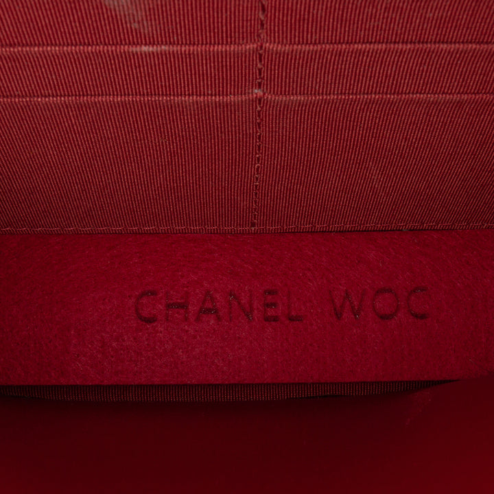 Chanel CC Quilted Tweed Wallet On Chain Rouge