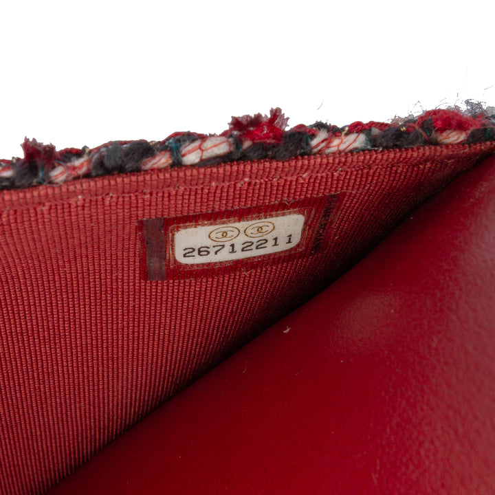 Chanel CC Quilted Tweed Wallet On Chain Rouge