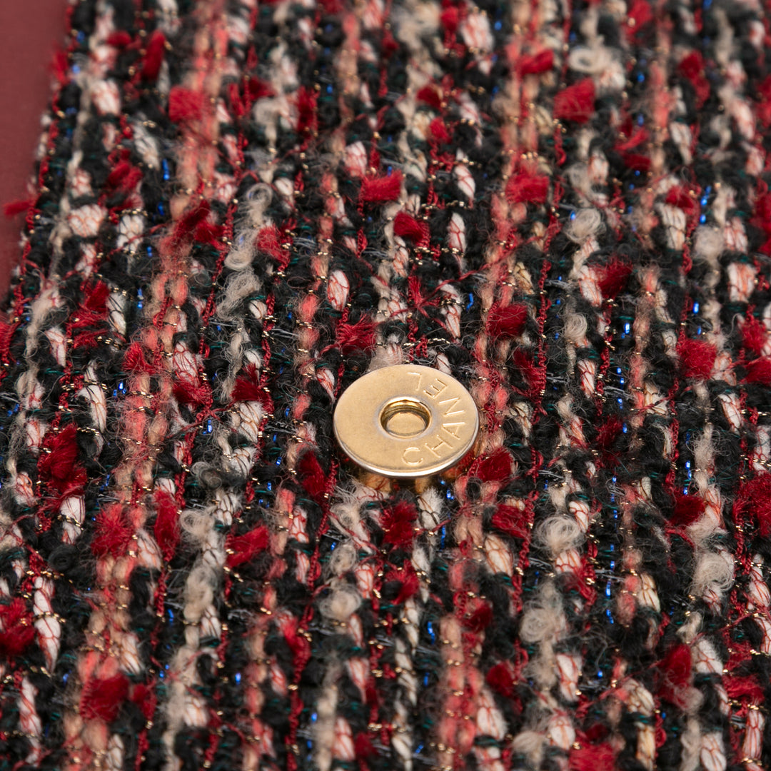 Chanel CC Quilted Tweed Wallet On Chain Rouge