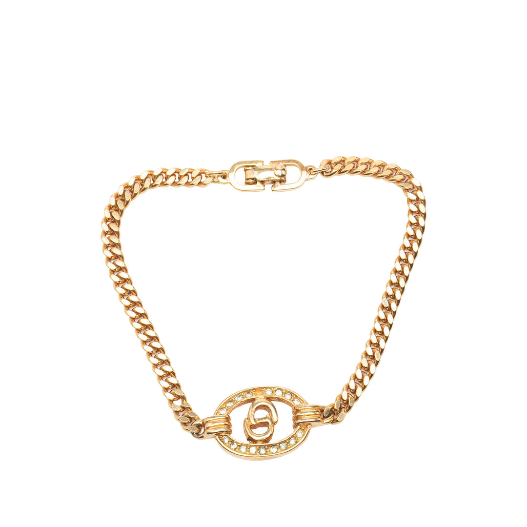 Dior Bracelet Strass CD Logo Chaîne plaqué or – vue principale – GABY PARIS