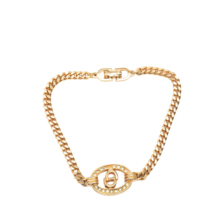Dior Bracelet Strass CD Logo Chaîne plaqué or – vue principale – GABY PARIS