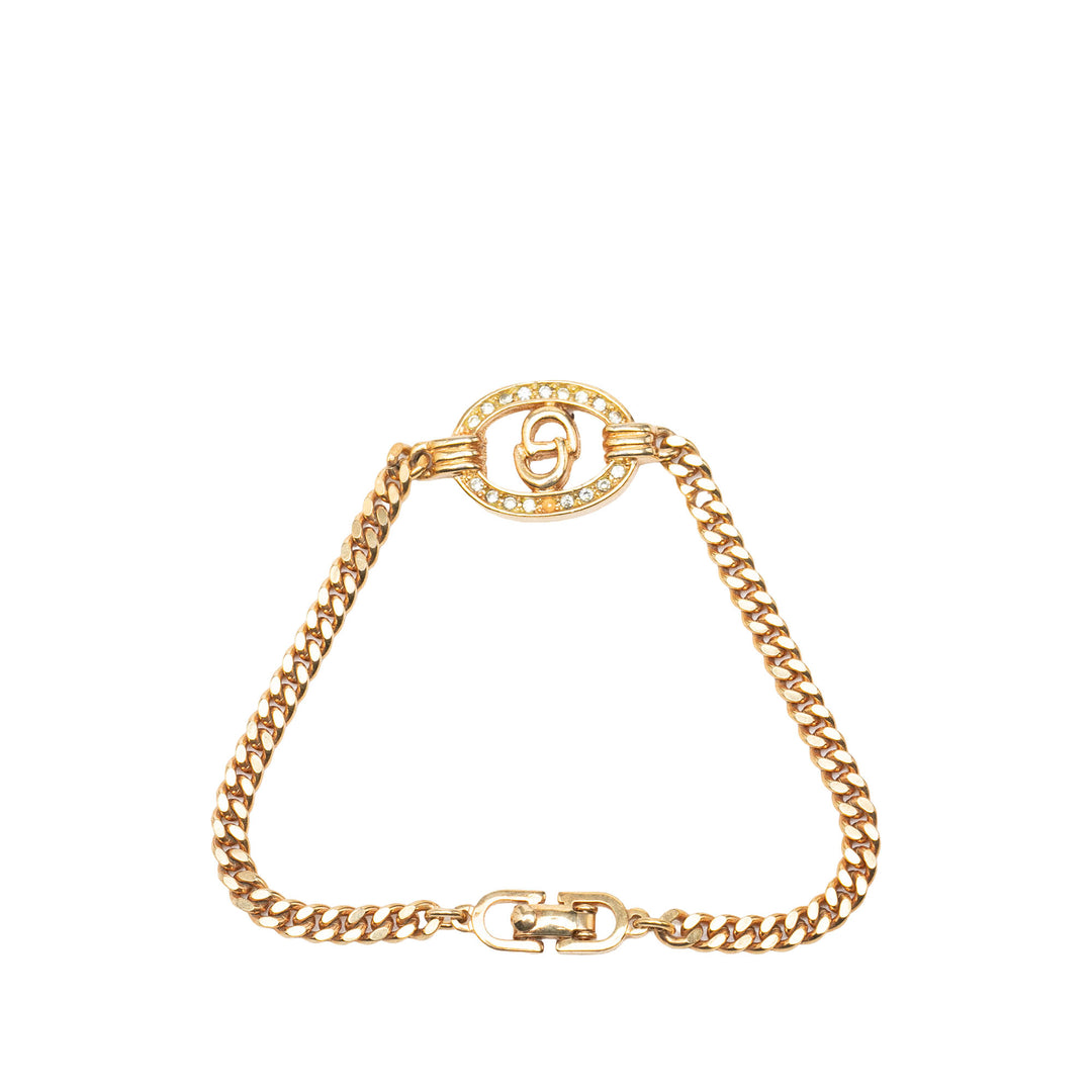 Dior Bracelet Strass CD Logo Chaîne plaqué or – vue 3 – GABY PARIS